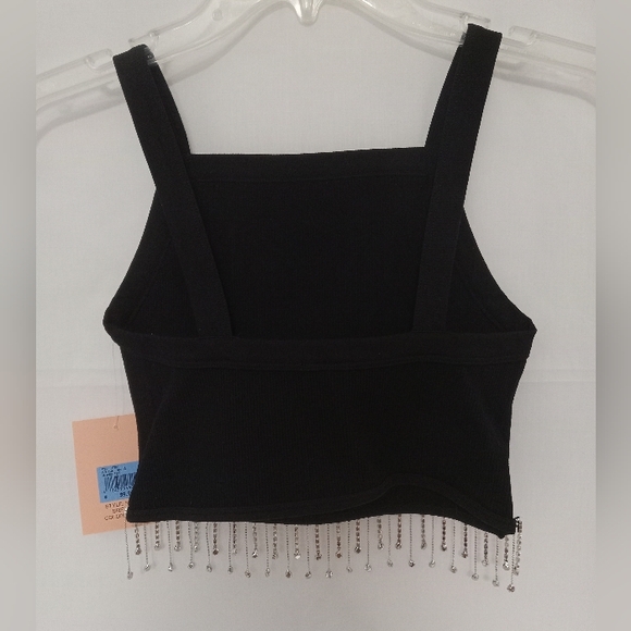 New Mix Classic - Crop Top with Rhinestone embellishment hemline - Picture 2 of 8